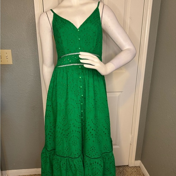 Simplee Women's Dress Green Sz M Crochet Sundress Boho Fairy VTG #113 - Picture 6 of 17